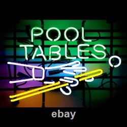 Pool Tables Billiards 20x16 Neon Sign Lamp Party Club With Dimmer Wall Decor