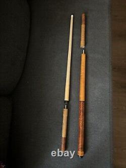 RARE CUSTOM POOL CUE by Gene La Viness' with 2 Wooden Custom Protectors