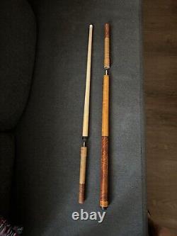 RARE CUSTOM POOL CUE by Gene La Viness' with 2 Wooden Custom Protectors