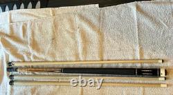 Rare Vintage 2000 Tim Scruggs Custom Pool Cue Mother Of Pearl With Wrap 3 Shafts