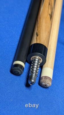 Rosewood/SpaltedMaple Jacoby Custom Pool Cue 2 Shafts Radial Pin 18.70oz 12.30mm