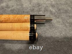 Russ Espiritu 1997 Custom Pool Cue, Desert Ironwood & Birdseye Maple with Inlays