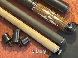 SAWDUST Pool Cue With 2 Shafts, 1 Carbon Fiber & 1 Maple Shaft. Leather Wrap