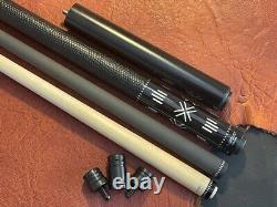 SAWDUST Pool Cue With 2 Shafts, 1 Carbon Fiber & 1 Maple Shaft. Leather Wrap