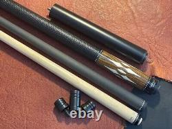 SAWDUST Pool Cue With 2 Shafts, 1 Carbon Fiber & 1 Maple Shaft. Leather Wrap