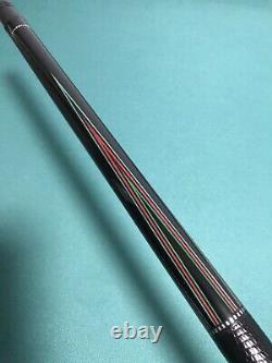 Sawdust Custom All Ebony Pool Cue w White Inlays, Carbon Fiber and Maple Shafts