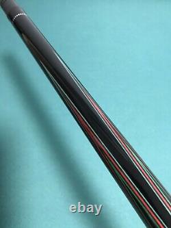 Sawdust Custom All Ebony Pool Cue w White Inlays, Carbon Fiber and Maple Shafts