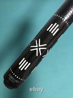 Sawdust Custom All Ebony Pool Cue w White Inlays, Carbon Fiber and Maple Shafts