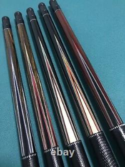 Sawdust Custom All Ebony Pool Cue w White Inlays, Carbon Fiber and Maple Shafts