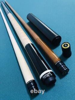 Sawdust Custom Ebony / Curly Maple Wrapless Pool Cue, Kielwood & LD Maple Shafts