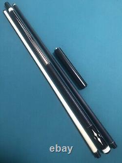 Sawdust Custom Ebony Pool Cue w Veneers, Leather Wrap, Carbon & Maple Shafts