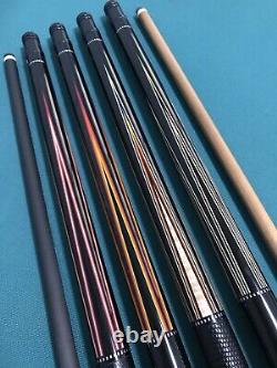 Sawdust Custom Ebony Pool Cue w Veneers, Leather Wrap, Carbon & Maple Shafts