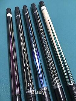 Sawdust Custom Ebony Pool Cue w Veneers, Leather Wrap, Carbon & Maple Shafts