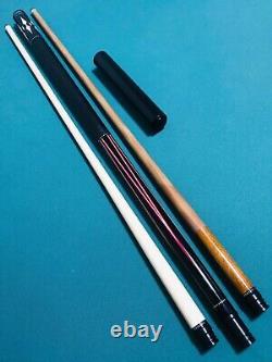 Sawdust Custom Ebony on Ebony / Red Veneers Pool Cue, Kielwood & LD Maple Shafts