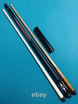 Sawdust Custom Ebony on Ebony / Red Veneers Pool Cue, Kielwood & LD Maple Shafts