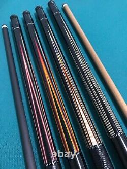 Sawdust Custom Ebony on Ebony / Red Veneers Pool Cue, Kielwood & LD Maple Shafts