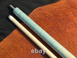 Schmelke Maple Into Teal Curly Maple Pool Cue With Maple Shaft