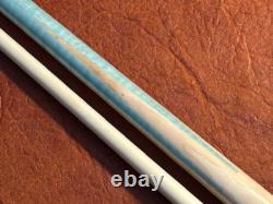 Schmelke Maple Into Teal Curly Maple Pool Cue With Maple Shaft