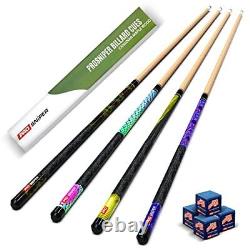 Set of 4 Custom Pool Table Cues Sticks Made with Hand-Selected Canadian Maple