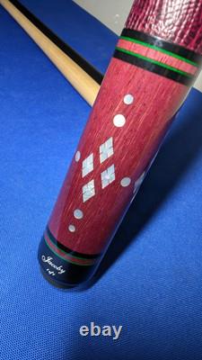 Sharp Purpleheart MOP M3/8-10 Jacoby Custom Pool Cue 2 Shafts 18.50oz 12.30mm