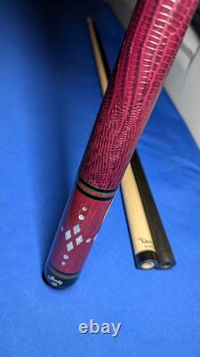 Sharp Purpleheart MOP M3/8-10 Jacoby Custom Pool Cue 2 Shafts 18.50oz 12.30mm