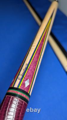 Sharp Purpleheart MOP M3/8-10 Jacoby Custom Pool Cue 2 Shafts 18.50oz 12.30mm