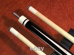 Steve Lomax Custom Pool Cue With 2 Maple Shafts. Leather Wrap. Rare 5 Pointer