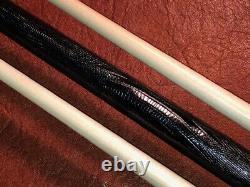 Steve Lomax Custom Pool Cue With 2 Maple Shafts. Leather Wrap. Rare 5 Pointer