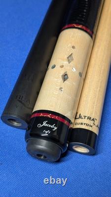 Stunning Gold Web MOP M3/8-10 Jacoby Custom Pool Cue 2 Shafts 18.50oz 12.30mm