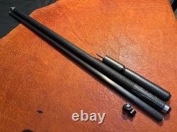 TNT Black Wood Pool Cue with Carbon Fiber Shaft. JPs and 9 Stackable Extension