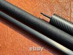 TNT Black Wood Pool Cue with Carbon Fiber Shaft. JPs and 9 Stackable Extension