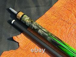 TNT Custom Pool Cue 1 of 1 With Jacoby Black Carbon Fiber Shaft. Reverend Green