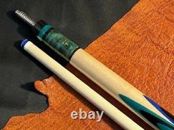 Tad Lofstrom Custom Pool Cue With Maple Shaft. 4 Point Butterfly