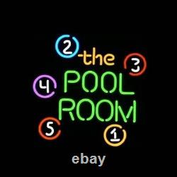 The Pool Room Billiards 17x14 Neon Sign Lamp Light With Dimmer Business Bar VY