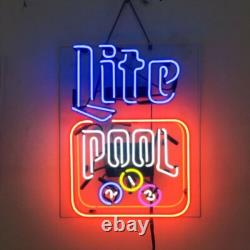US STOCK Miller Lite Beer Pool Game Billiards Acrylic 20x16 Neon Sign Light