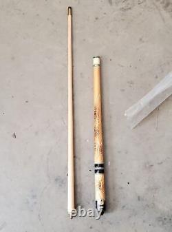 VINTAGE Golden Shark Custom Crafted Pool Cue, Carved Inlay wooden