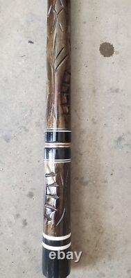 VINTAGE Golden Shark Custom Crafted Pool Cue, Carved Inlay wooden
