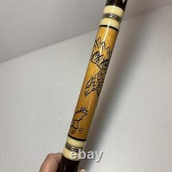 VINTAGE Golden Shark Custom Crafted Pool Cue by Bob & Chet, Carved & MOP Inlay