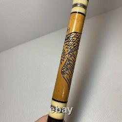 VINTAGE Golden Shark Custom Crafted Pool Cue by Bob & Chet, Carved & MOP Inlay