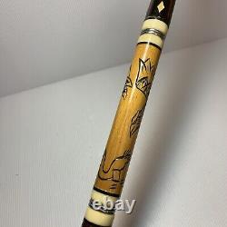 VINTAGE Golden Shark Custom Crafted Pool Cue by Bob & Chet, Carved & MOP Inlay