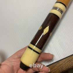 VINTAGE Golden Shark Custom Crafted Pool Cue by Bob & Chet, Carved & MOP Inlay