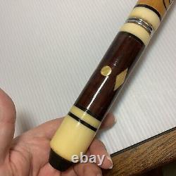 VINTAGE Golden Shark Custom Crafted Pool Cue by Bob & Chet, Carved & MOP Inlay