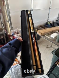 VINTAGE Golden Shark Custom Crafted Pool Cue by Bob & Chet With Hard Case 21oz