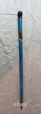 VTG Wooden Cane Concealed Pool Cue Brass Knob Dragon Body Carved Billiards