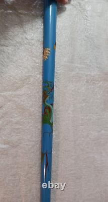 VTG Wooden Cane Concealed Pool Cue Brass Knob Dragon Body Carved Billiards