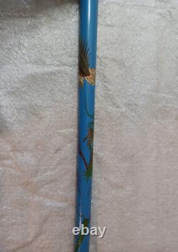 VTG Wooden Cane Concealed Pool Cue Brass Knob Dragon Body Carved Billiards