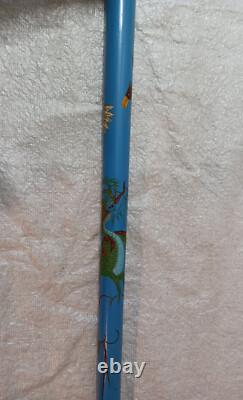 VTG Wooden Cane Concealed Pool Cue Brass Knob Dragon Body Carved Billiards
