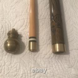 Vintage Custom Carved Wood Billiard 4 Piece Cue Pool Stick 59