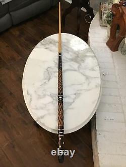 Vintage Custom Pool Cue Mahogany & Ash, Mother Of Pearl Inlaid 57 Original Case