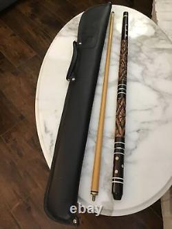 Vintage Custom Pool Cue Mahogany & Ash, Mother Of Pearl Inlaid 57 Original Case